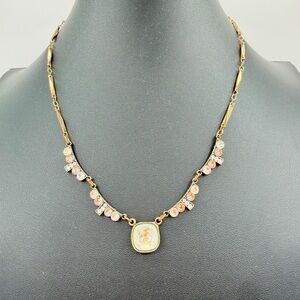 ANNE KOPLIK DESIGNS Signed Gold and Pink Crystal Necklace